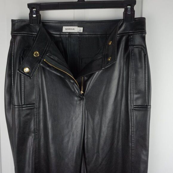 New Jonathan Simkhai Dahlia Straight Leg Trouser in Black Vegan Leather size 8 - Picture 15 of 16